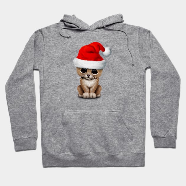 Cute Lion Cub Wearing a Santa Hat Hoodie by jeffbartels